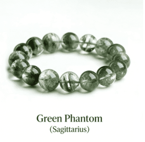 Sagittarius Green Phantom Quartz Bracelet, Zodiac Energy Bracelet for Sagittarius, Natural Green Phantom Quartz Jewelry