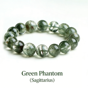 Sagittarius Green Phantom Quartz Bracelet, Zodiac Energy Bracelet for Sagittarius, Natural Green Phantom Quartz Jewelry