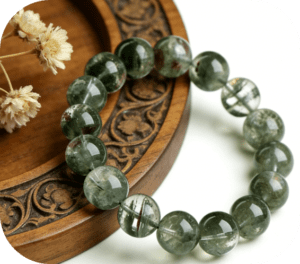 Sagittarius Green Phantom Quartz Bracelet, Zodiac Energy Bracelet for Sagittarius, Natural Green Phantom Quartz Jewelry