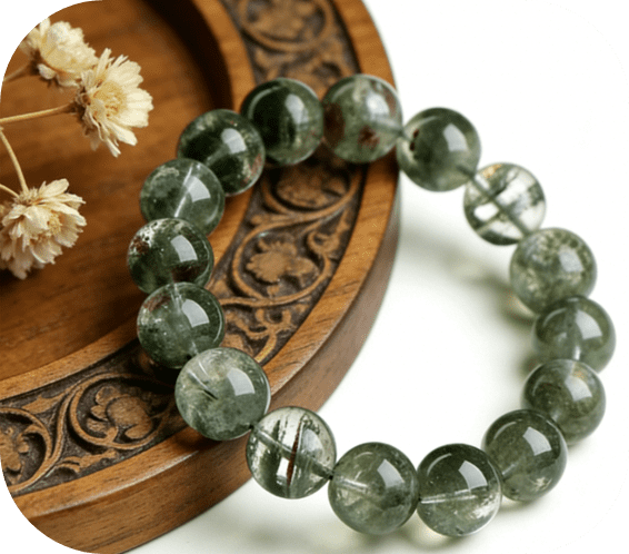 Sagittarius Green Phantom Quartz Bracelet, Zodiac Energy Bracelet for Sagittarius, Natural Green Phantom Quartz Jewelry
