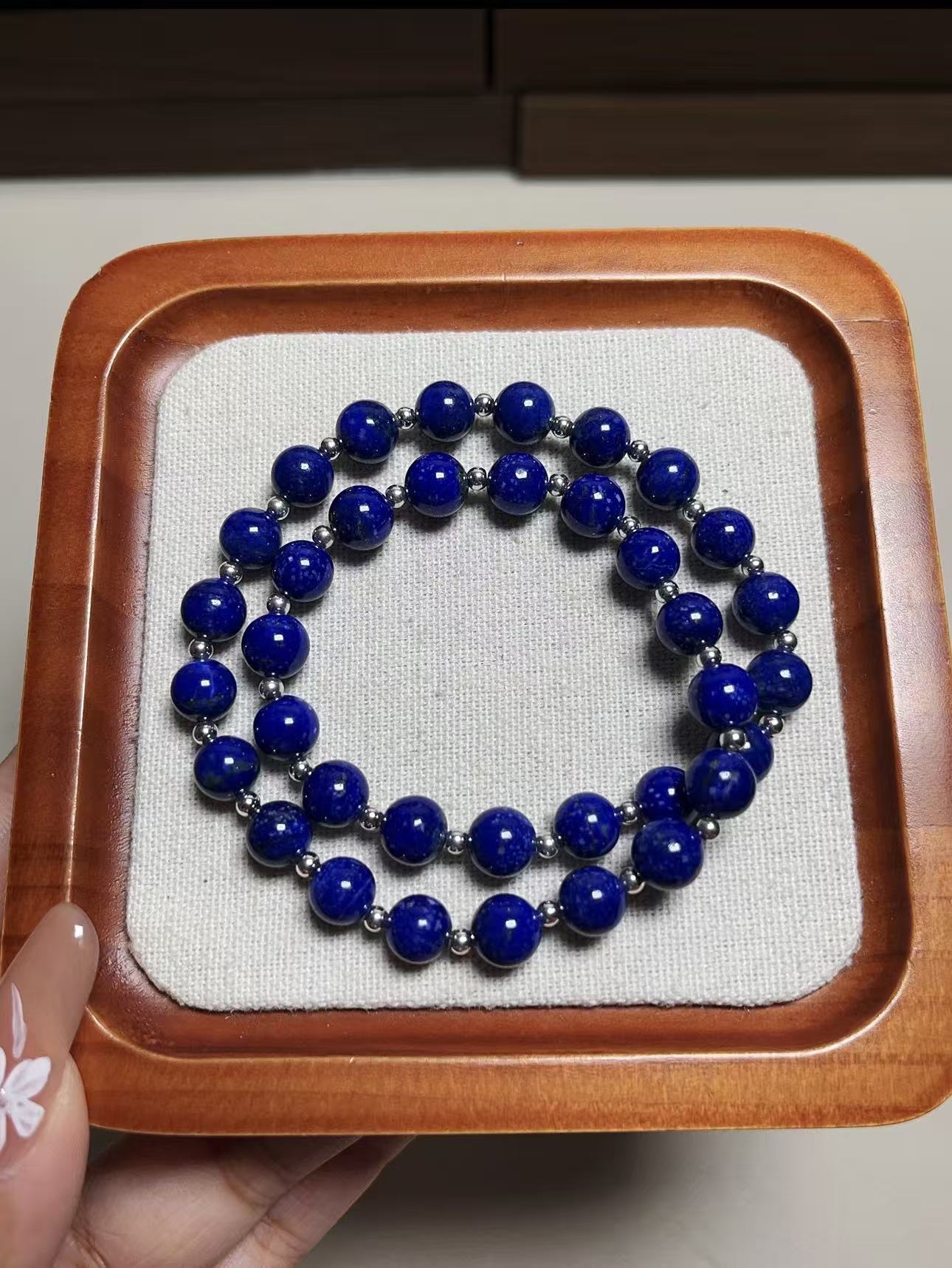 Lapis Lazuli Bracelet, deep blue beaded stretch bracelet for spiritual healing