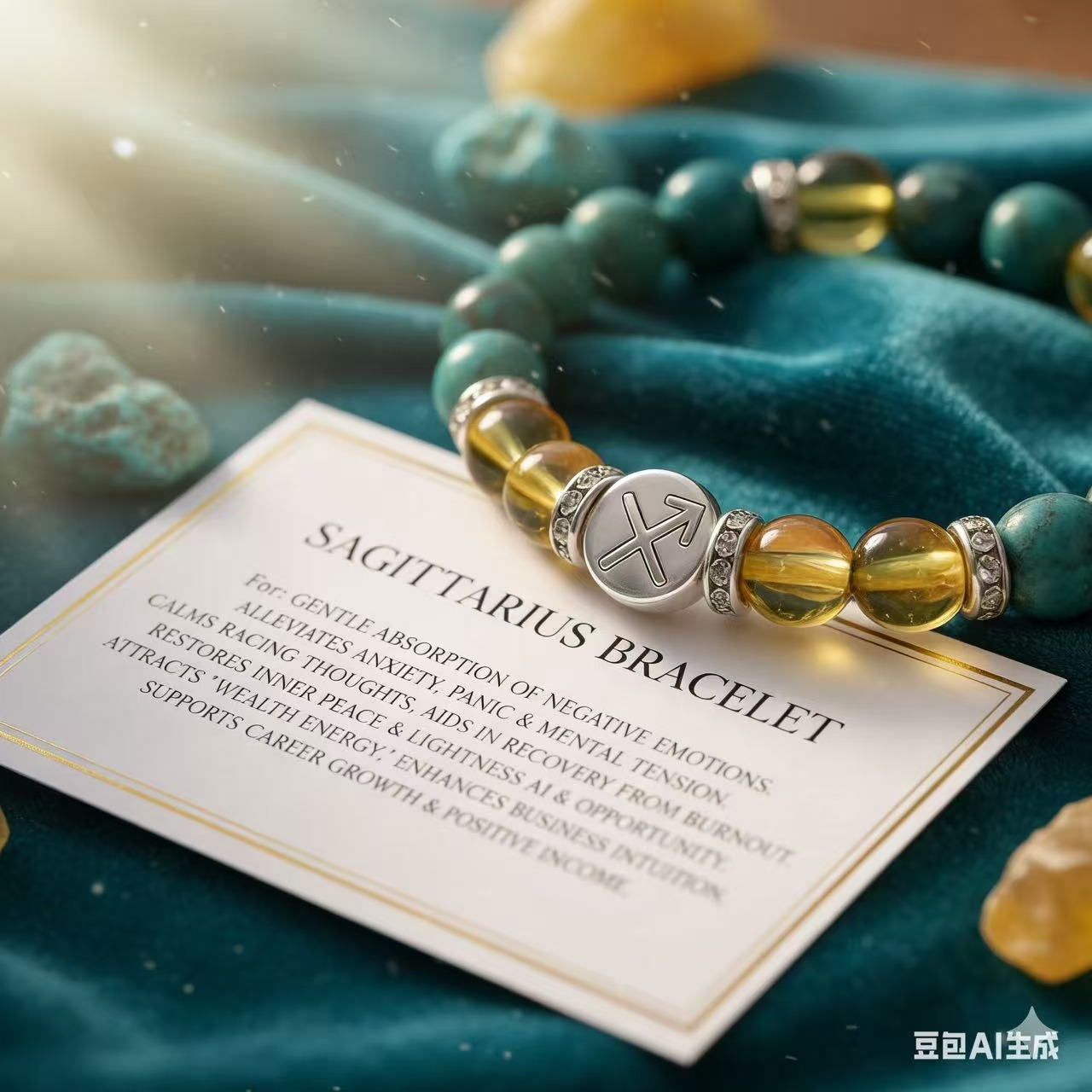 Stunning Sagittarius Zodiac Bracelet: 100% Natural Turquoise & Citrine for Luck & Adventure