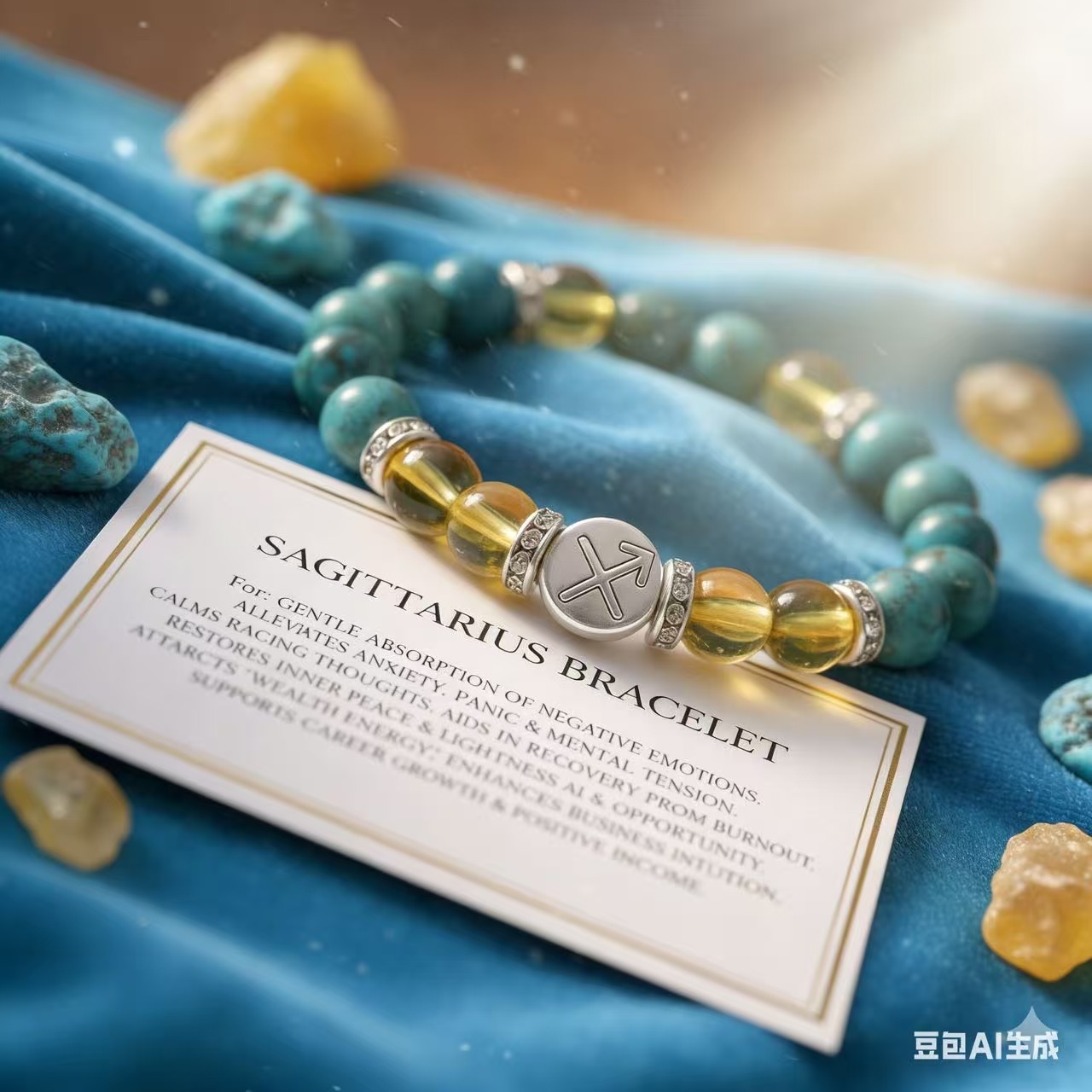 Stunning Sagittarius Zodiac Bracelet: 100% Natural Turquoise & Citrine for Luck & Adventure