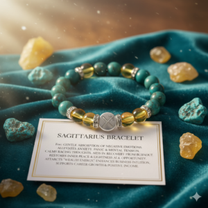 Stunning Sagittarius Zodiac Bracelet: 100% Natural Turquoise & Citrine for Luck & Adventure